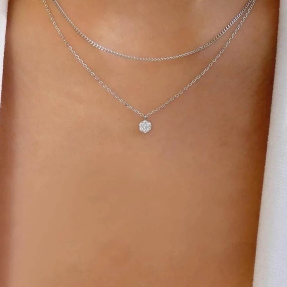 Silver layered necklace